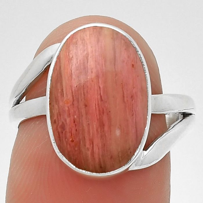 Natural Pink Tulip Quartz Ring size-7.5 SDR190746 R-1389, 10x15 mm