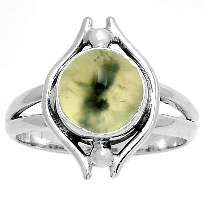 Natural Prehnite Ring size-8 SDR190763 R-1663, 9x9 mm