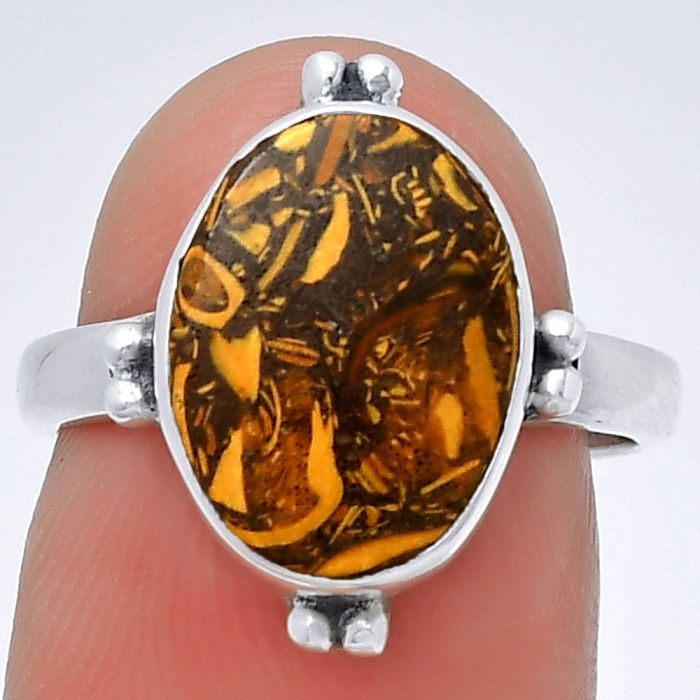 Coquina Fossil Jasper - India Ring size-6.5 SDR190846 R-1127, 10x13 mm