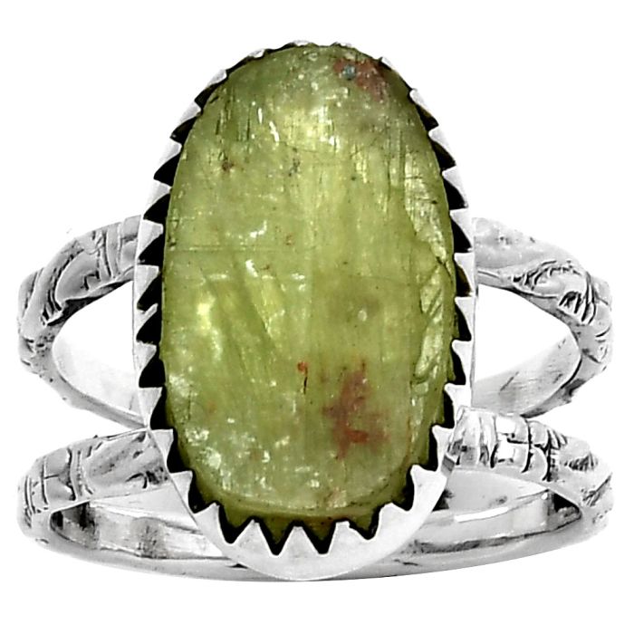 Natural Green Kyanite Rough - India Ring size-7.5 SDR190991 R-1210, 10x17 mm