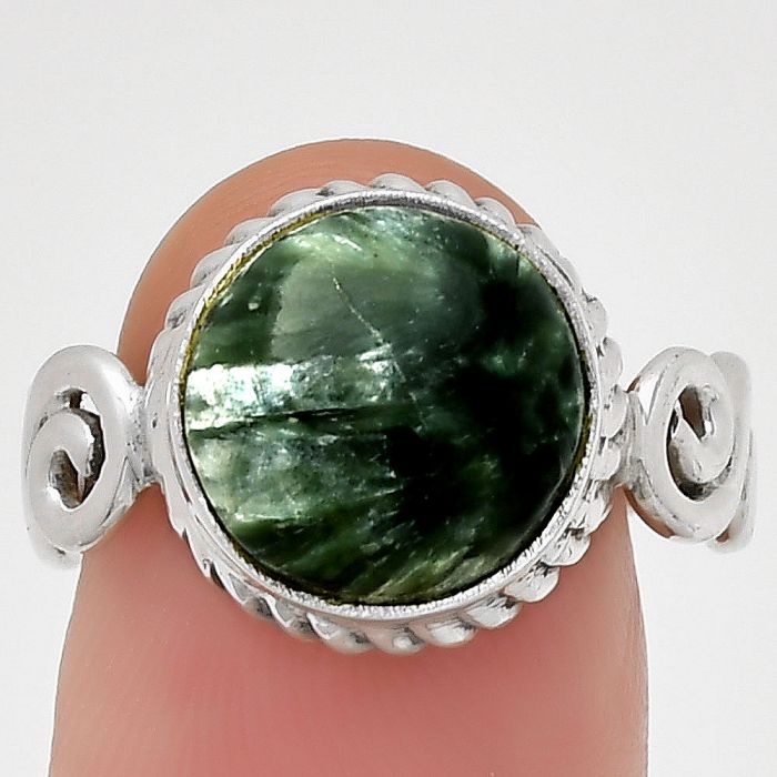 Natural Russian Seraphinite Ring size-8 SDR191063 R-1652, 11x11 mm