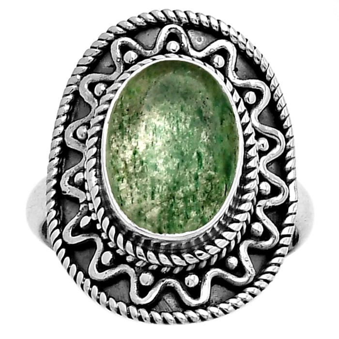 Natural Green Aventurine Ring size-7 SDR191223 R-1501, 8x12 mm