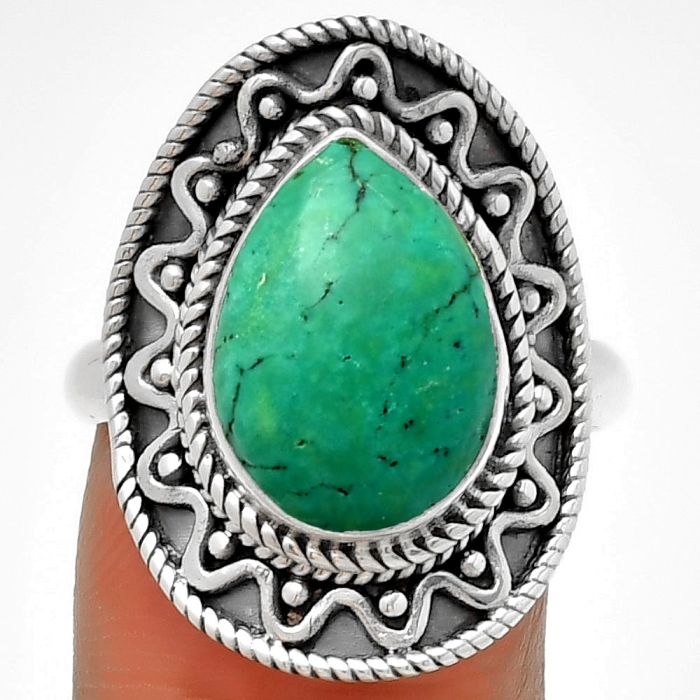 Natural Turquoise Magnesite Ring size-8.5 SDR191235 R-1501, 10x14 mm