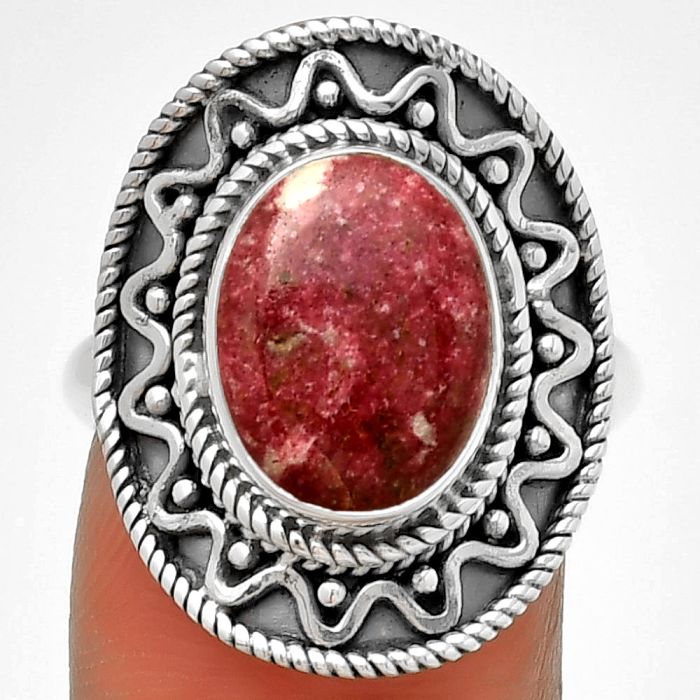 Natural Pink Thulite - Norway Ring size-7.5 SDR191247 R-1501, 9x12 mm