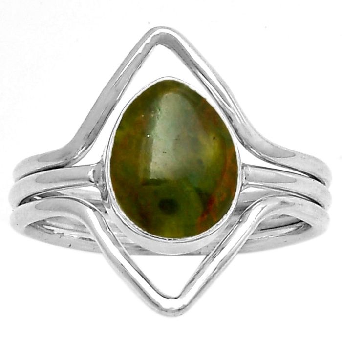 Natural Chrome Chalcedony Ring size-7.5 SDR191360 R-1460, 8x10 mm