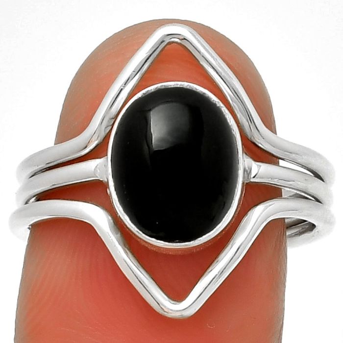 Natural Black Onyx - Brazil Ring size-8 SDR191361 R-1460, 8x10 mm