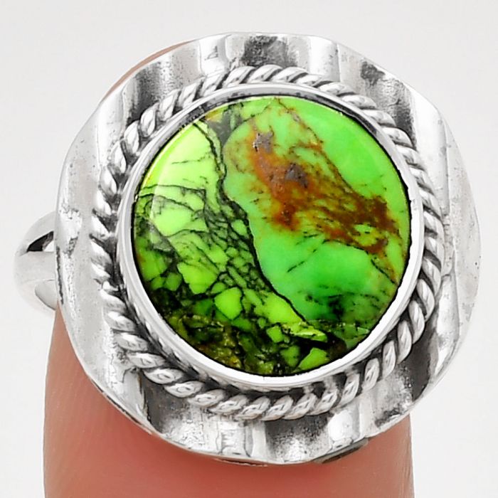 Natural Green Matrix Turquoise Ring size-9 SDR191489 R-1212, 13x13 mm