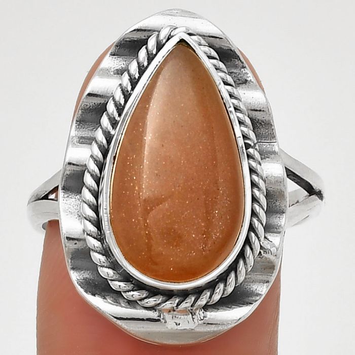 Natural Sunstone - Namibia Ring size-9 SDR191516 R-1212, 9x17 mm