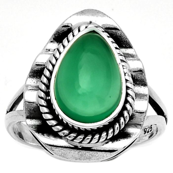 Natural Green Onyx Ring size-7.5 SDR191570 R-1212, 8x12 mm