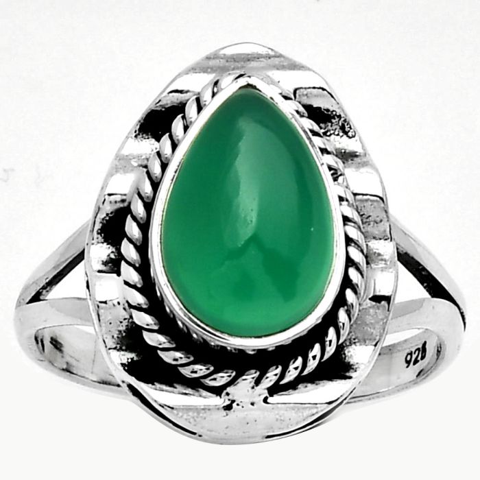 Natural Green Onyx Ring size-9 SDR191589 R-1212, 8x12 mm