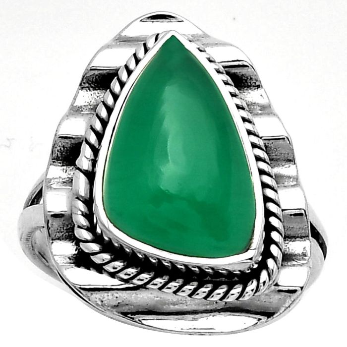 Natural Green Onyx Ring size-8 SDR191590 R-1212, 10x16 mm