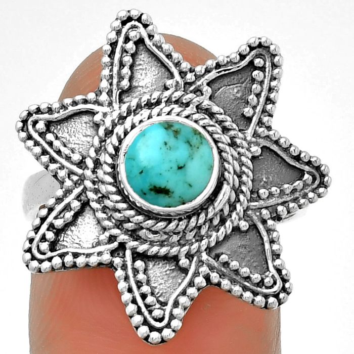 Natural Turquoise Morenci Mine Ring size-7.5 SDR191682 R-1146, 6x6 mm