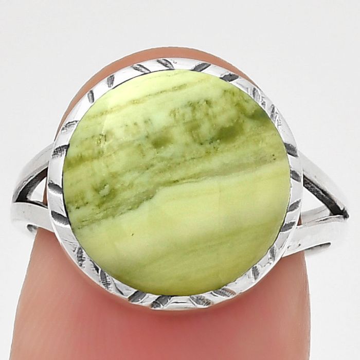 Natural Serpentine Ring size-7 SDR192069 R-1074, 13x13 mm