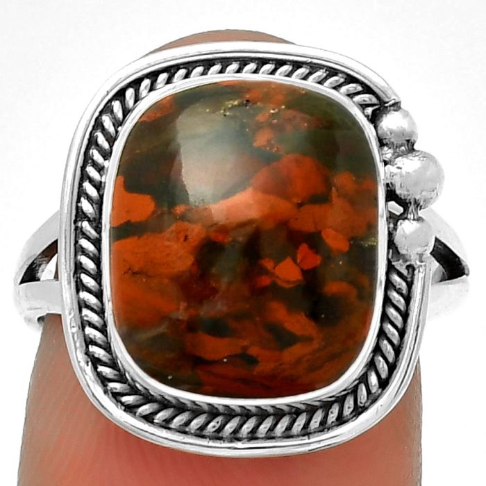 Natural Red Brecciated Jasper Ring size-7 SDR192174 R-1148, 11x13 mm