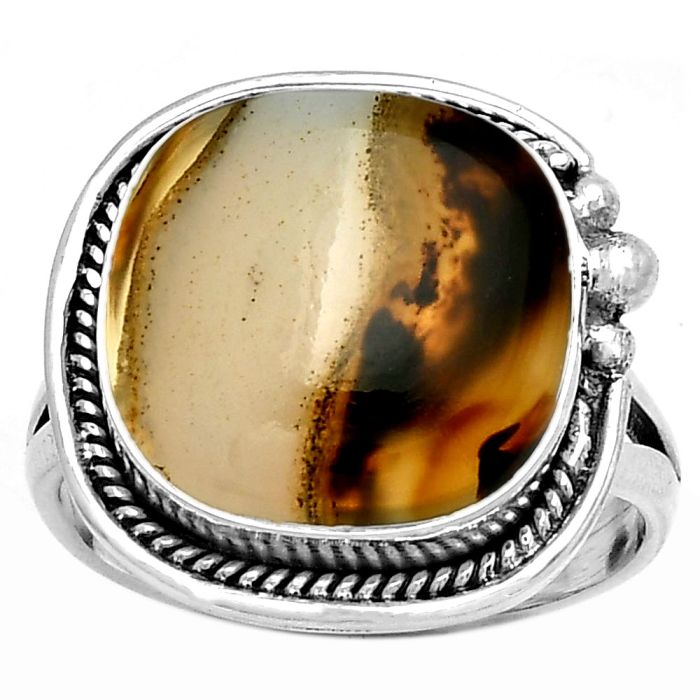 Natural Montana Agate - USA Ring size-8 SDR192207 R-1148, 14x14 mm