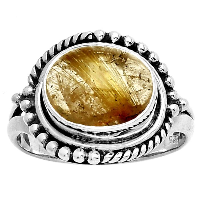Natural Golden Rutile Ring size-7 SDR192593 R-1253, 9x11 mm