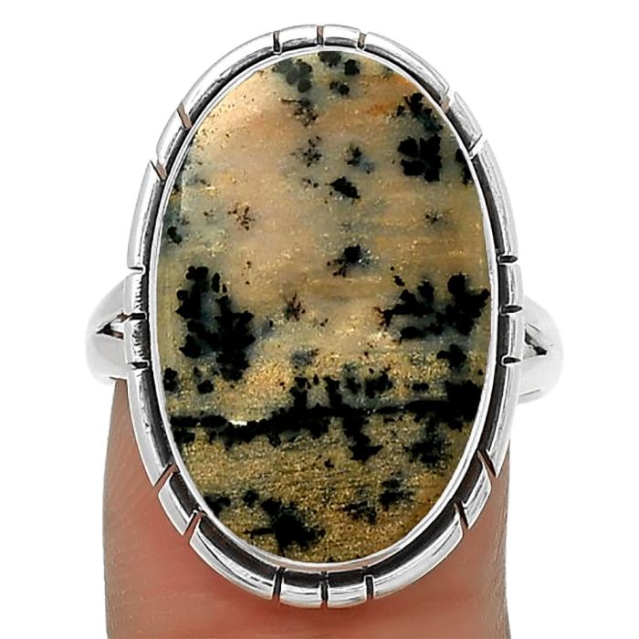 Natural Russian Honey Dendrite Opal Ring size-8 SDR192726 R-1012, 14x21 mm