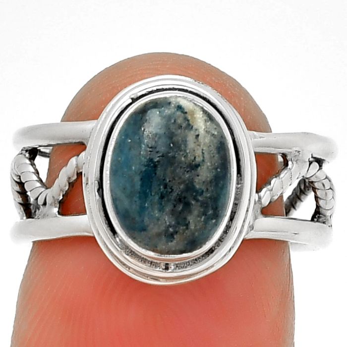 Natural Blue Scheelite - Turkey Ring size-6 SDR192873 R-1255, 7x9 mm