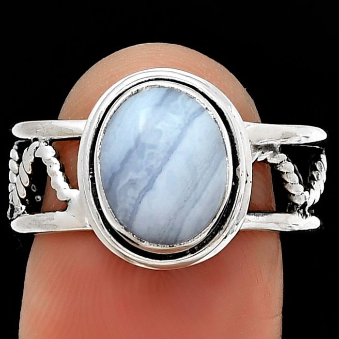 Blue Lace Agate - South Africa Ring size-7.5 SDR192898 R-1255, 8x10 mm