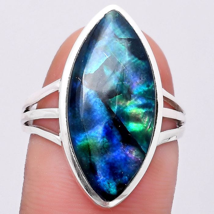 Dichroic Glass Ring size-8 SDR193215 R-1006, 11x22 mm