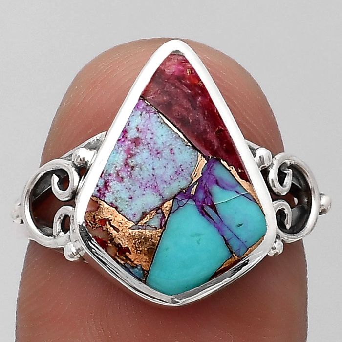 Kingman Pink Dahlia Turquoise Ring size-7 SDR193745 R-1143, 11x15 mm