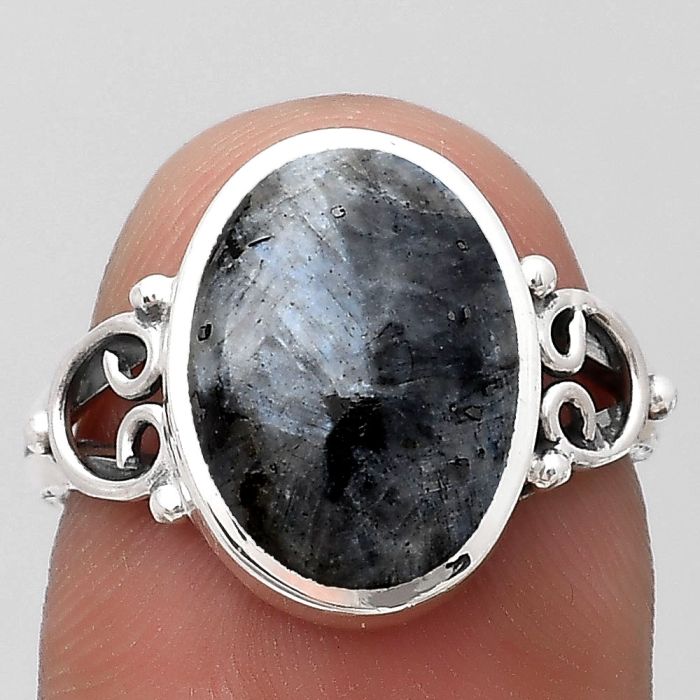 Total Eclipse II - Black Moonstone and Oxidized Sterling Silver Ring W –  Black Sand Designs