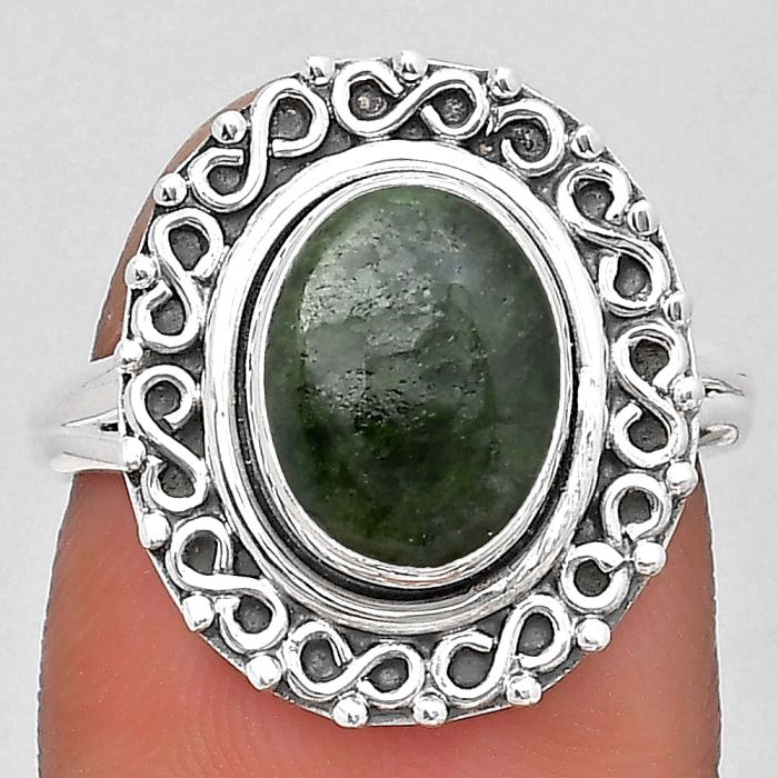 Natural Serpentine Ring size-7.5 SDR194198 R-1164, 8x10 mm