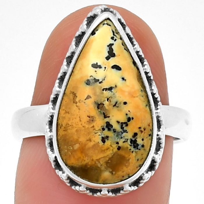 Natural Russian Honey Dendrite Opal Ring size-7 SDR194531 R-1096, 10x18 mm