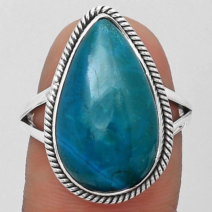 Natural Azurite Chrysocolla Ring size-8.5 SDR196183 R-1010, 12x20 mm