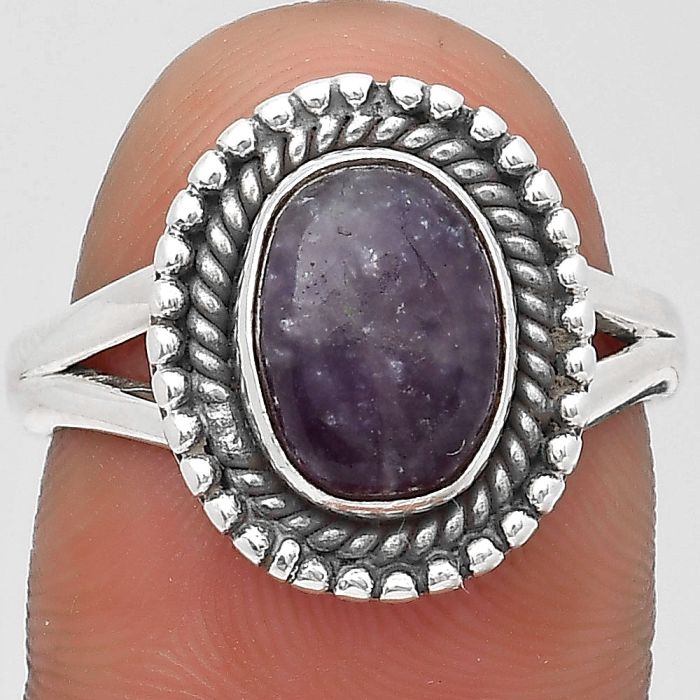 Natural Purple Lepidolite Ring size-8 SDR196709 R-1447, 7x10 mm