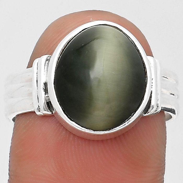 Natural Genuine Cats Eye Ring size-8.5 SDR196791 R-1470, 11x13 mm