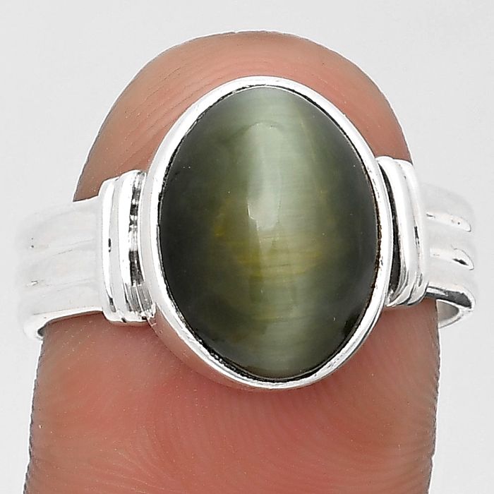 Natural Genuine Cats Eye Ring size-9 SDR196793 R-1470, 10x14 mm