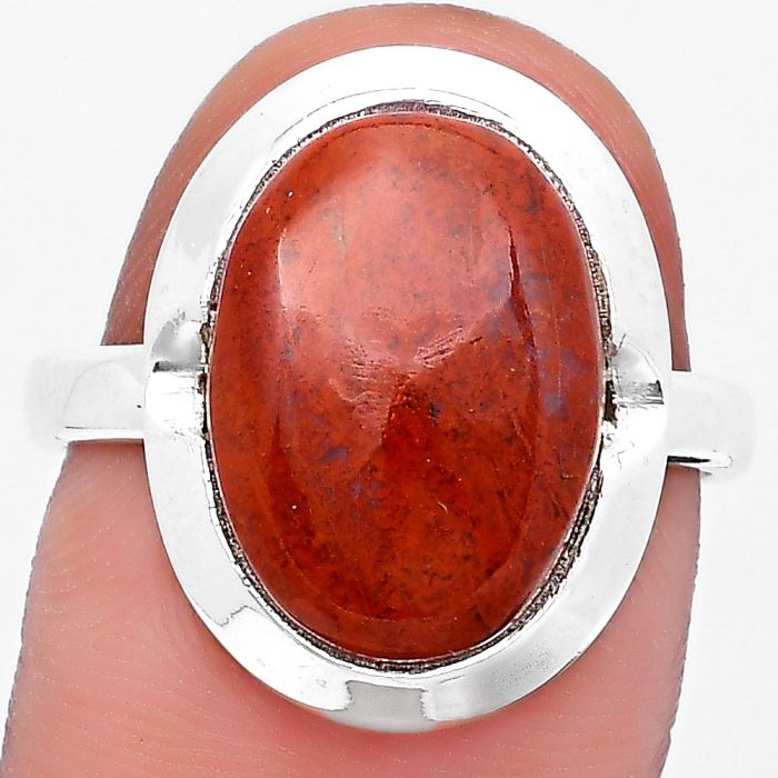 Natural Red Moss Agate Ring size-8.5 SDR197342 R-1059, 12x16 mm