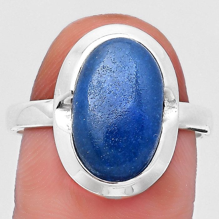 Natural Blue Quartz Ring size-9 SDR197348 R-1059, 9x14 mm