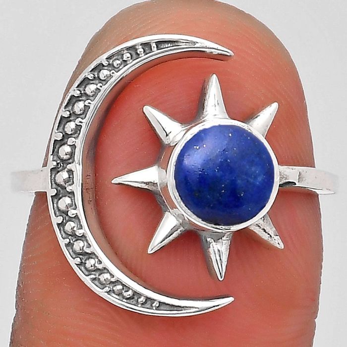 Adjustable Star Moon - Lapis Lazuli Ring size-7.5 SDR197745 R-1015, 6x6 mm