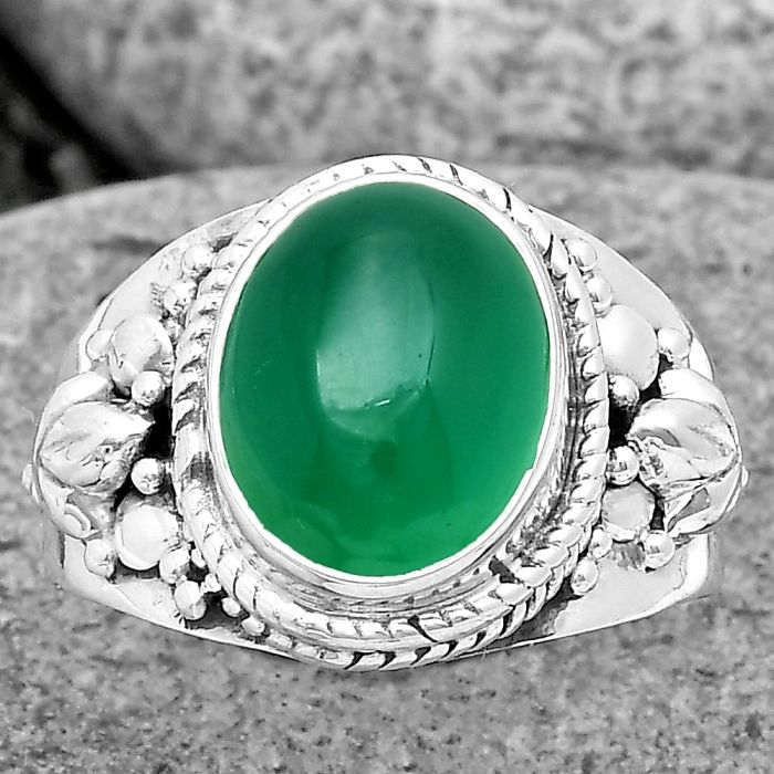 Natural Green Onyx Ring size-9 SDR198526 R-1277, 9x11 mm