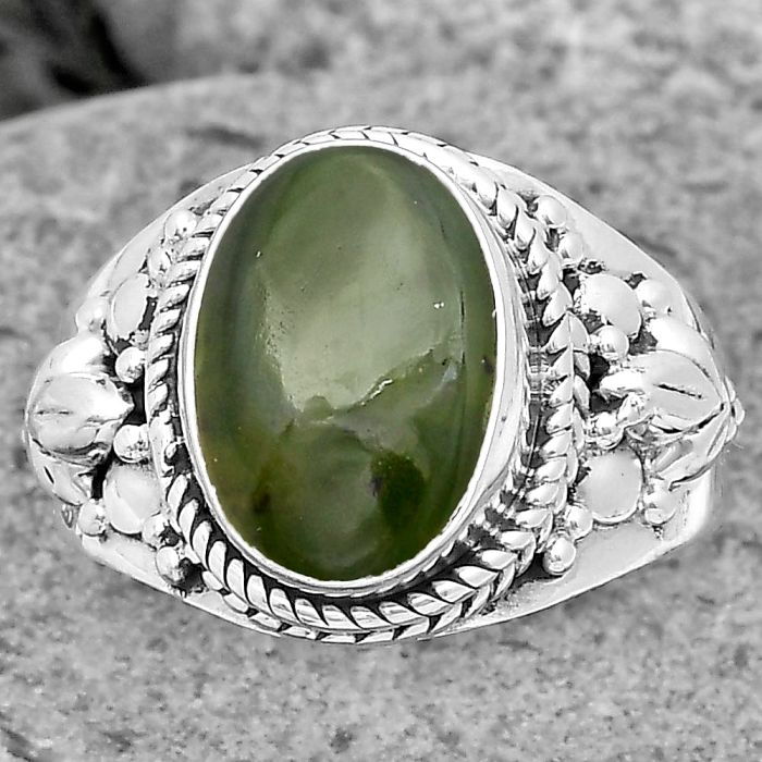 Natural Chrome Chalcedony Ring size-8 SDR198531 R-1277, 9x12 mm