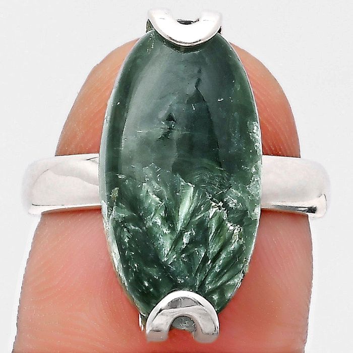 Natural Russian Seraphinite Ring size-7 SDR198944 R-1479, 10x19 mm