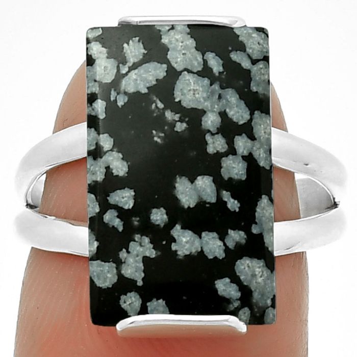 Natural Snow Flake Obsidian Ring size-7 SDR199097 R-1084, 11x17 mm
