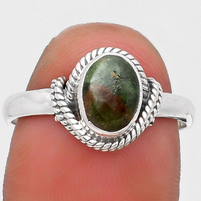 Natural Turkish Rainforest Chrysocolla Ring size-9 SDR199294 R-1257, 6x8 mm