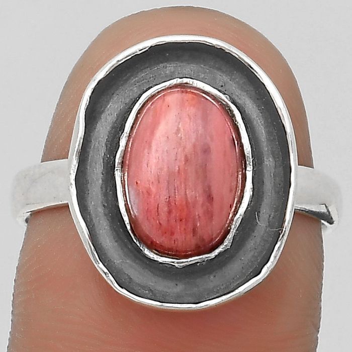 Natural Pink Tulip Quartz Ring size-8 SDR199991 R-1468, 7x10 mm