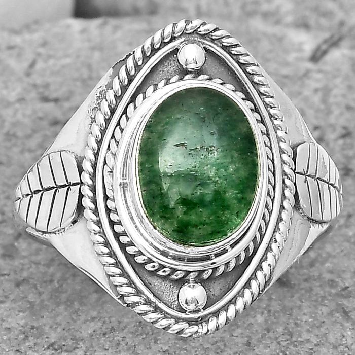 Natural Green Aventurine Ring size-9 SDR200038 R-1258, 8x10 mm