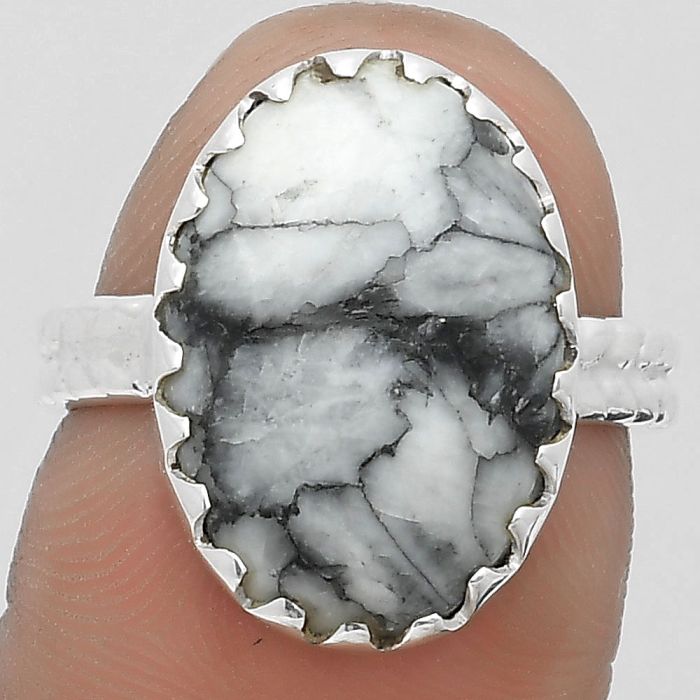 Natural Pinolith Stone Ring size-7 SDR200153 R-1210, 12x17 mm