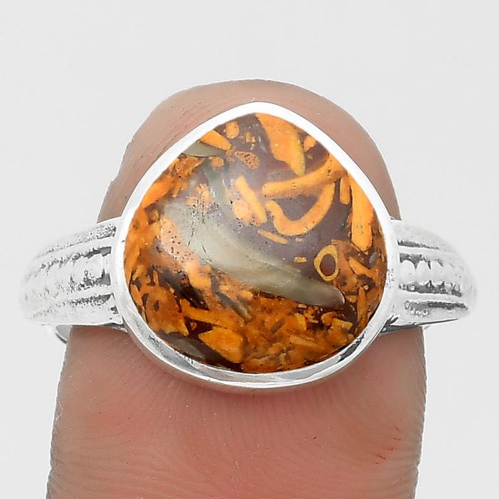 Coquina Fossil Jasper - India Ring size-9.5 SDR200589 R-1163, 13x13 mm