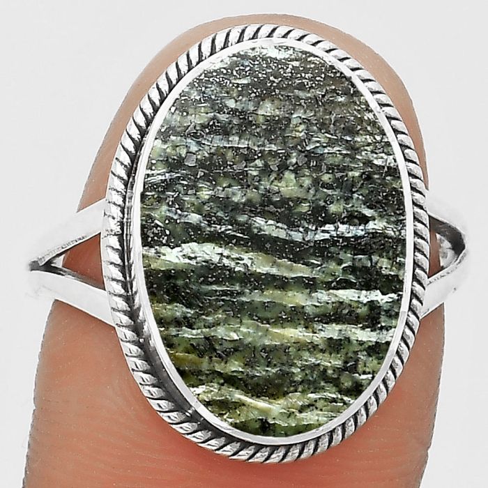 Natural Chrysotile Ring size-9 SDR200821 R-1010, 12x18 mm