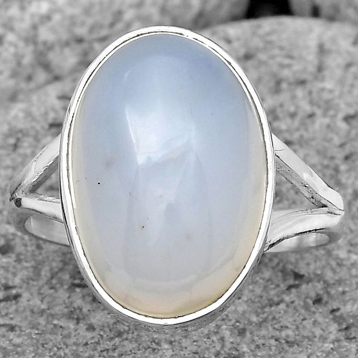 Natural Milky Chalcedony Ring size-9.5 SDR200960 R-1002, 13x18 mm