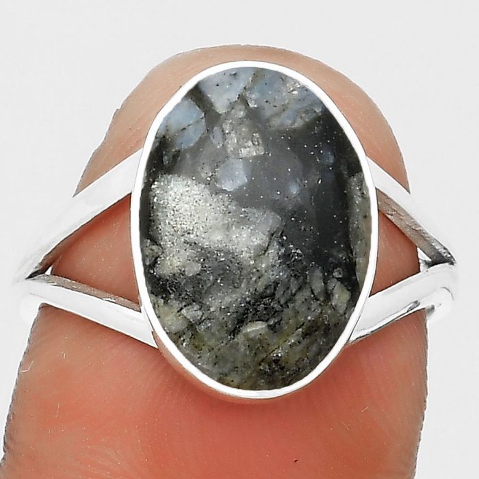 Llanite Blue Opal Crystal Sphere Ring size-8 SDR201071 R-1002, 10x14 mm