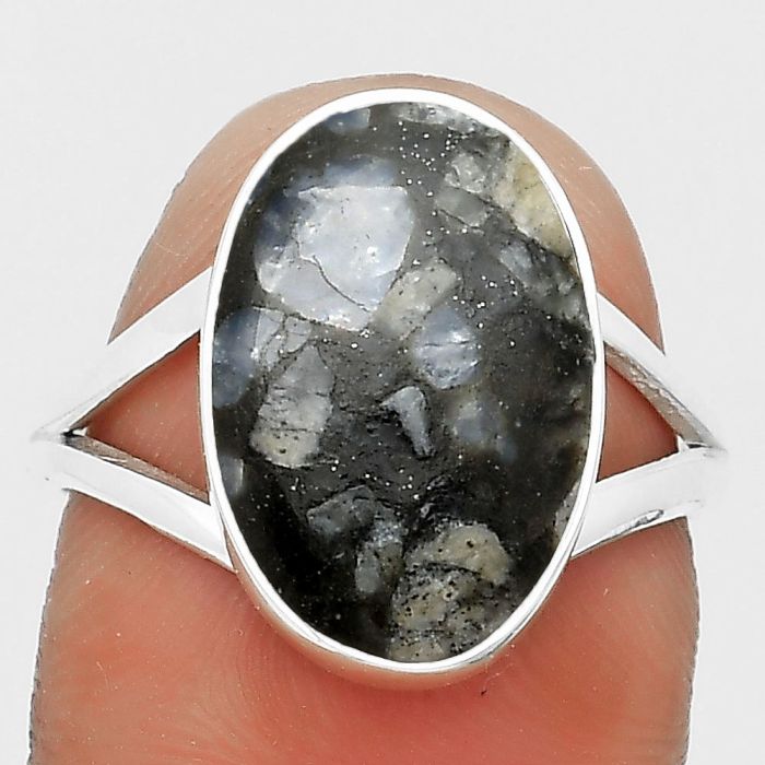 Llanite Blue Opal Crystal Sphere Ring size-8 SDR201096 R-1002, 10x16 mm