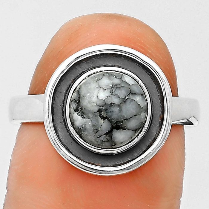 Natural Pinolith Stone Ring size-8 SDR201544 R-1468, 8x8 mm