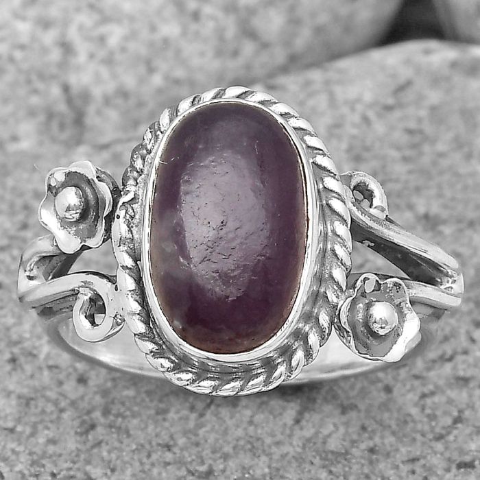 Natural Purple Lepidolite Ring size-8 SDR201643 R-1345, 8x13 mm